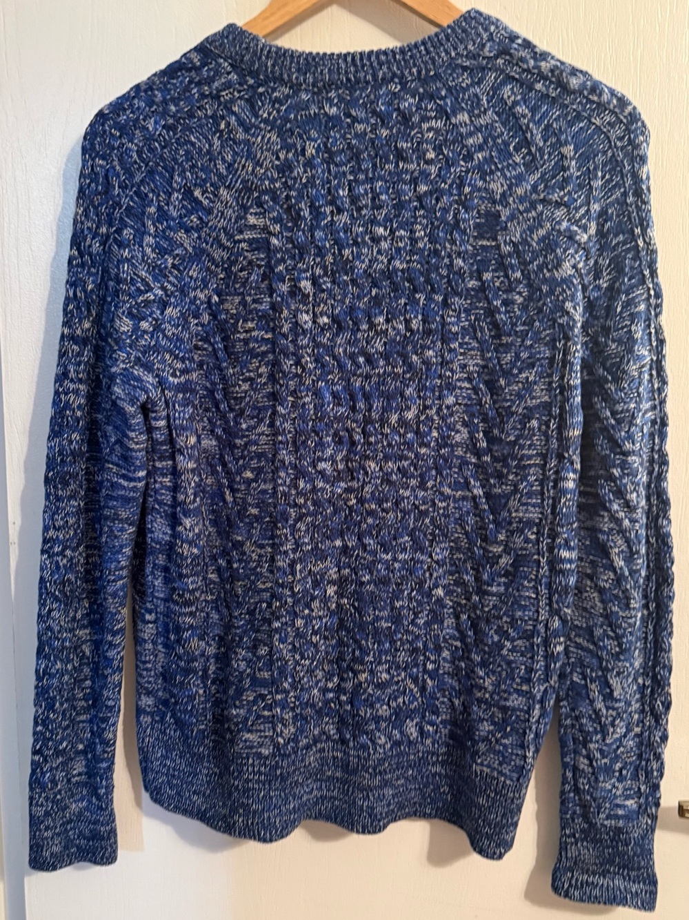 GAP Marled Blue Cable Knit Crewneck Sweater